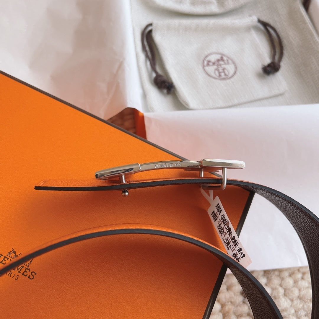 REVERSIBLE LEATHER BELT – ORANGE & BLACK EDITION