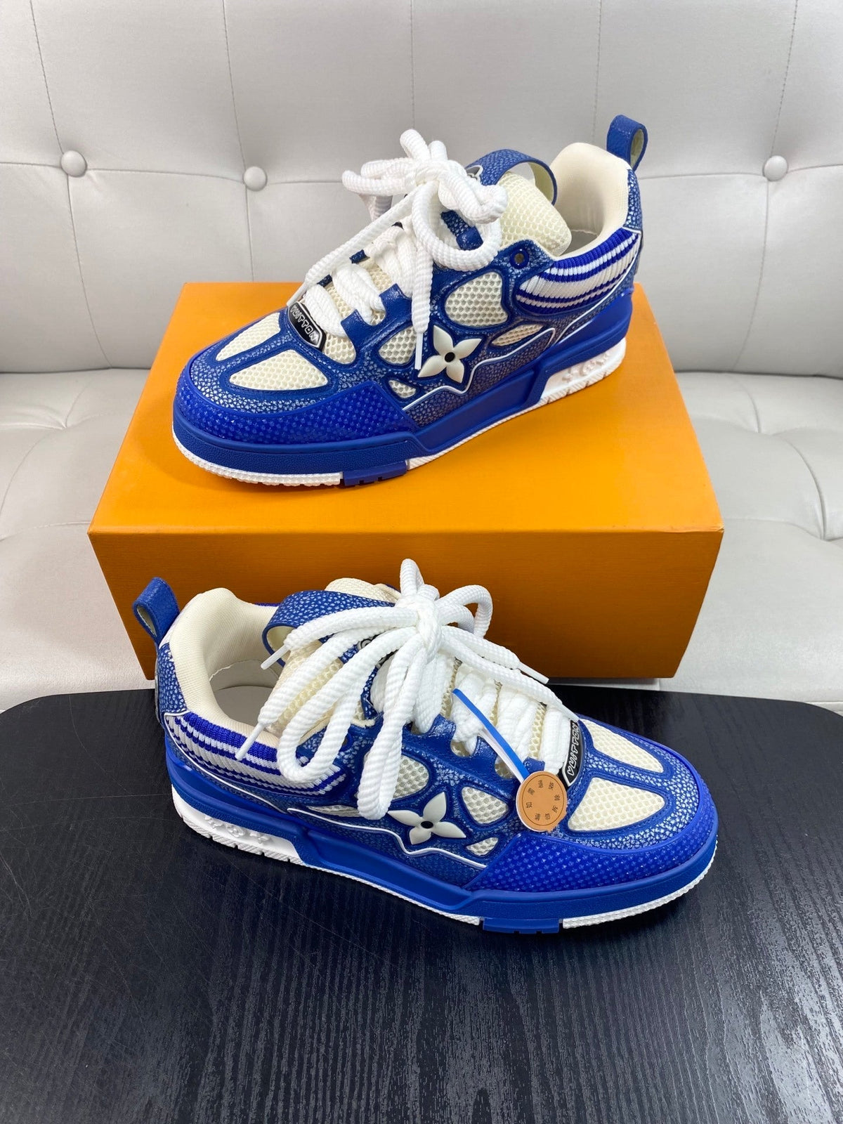 BLUE & CREAM CHUNKY SNEAKERS