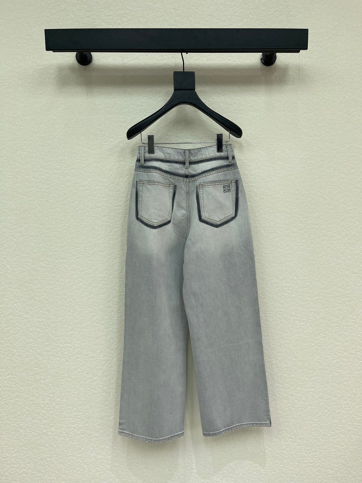 CRYSTAL EMBELLISHED WIDE LEG DENIM JEANS
