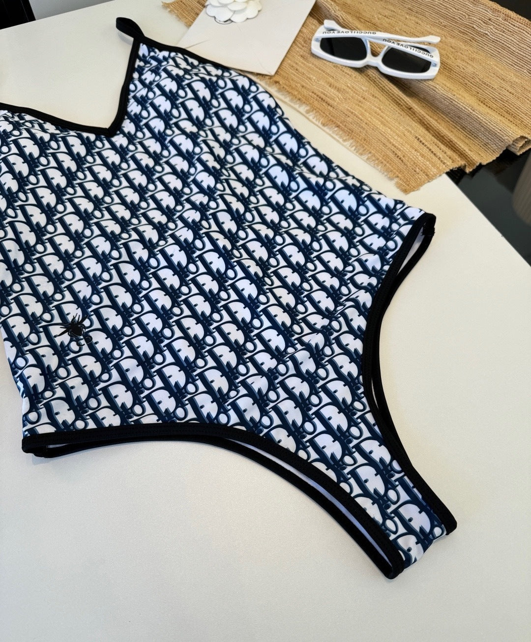 MONOGRAM V-NECK ONE-PIECE SWIMSUIT
