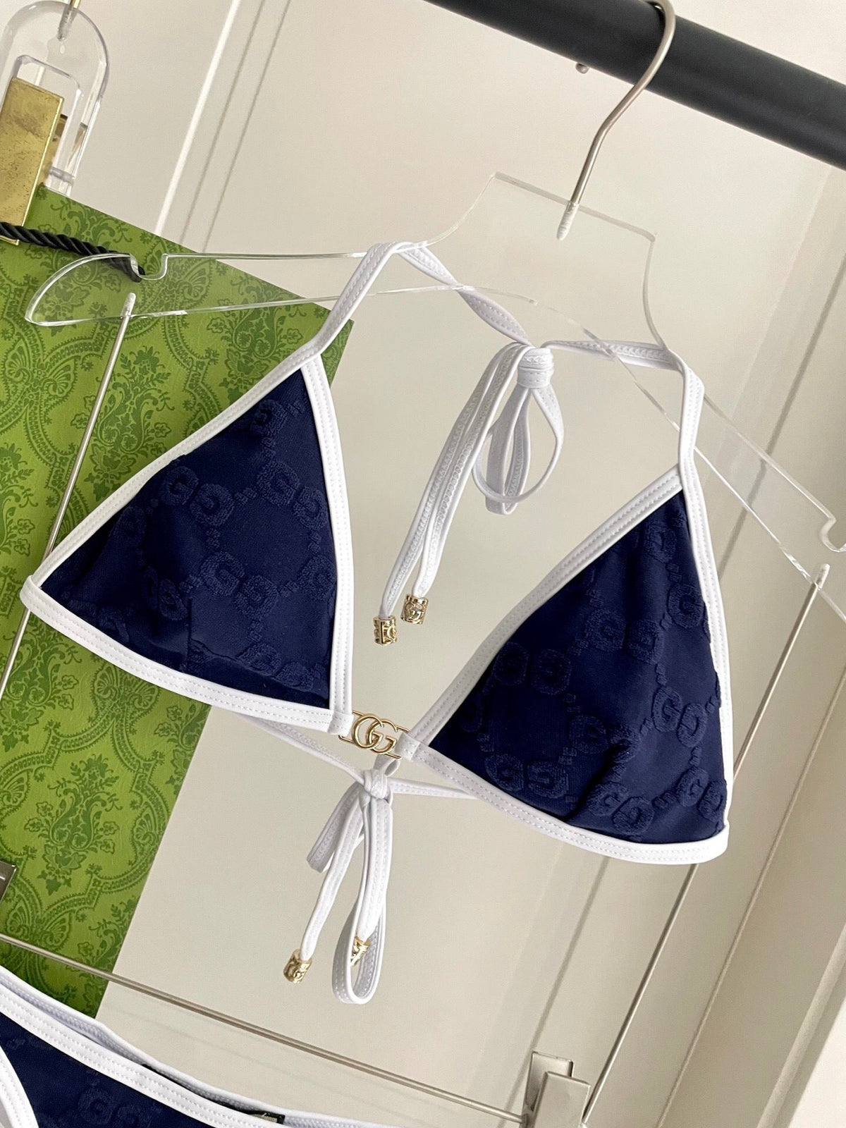 CONTRAST MONOGRAM TRIANGLE BIKINI SET