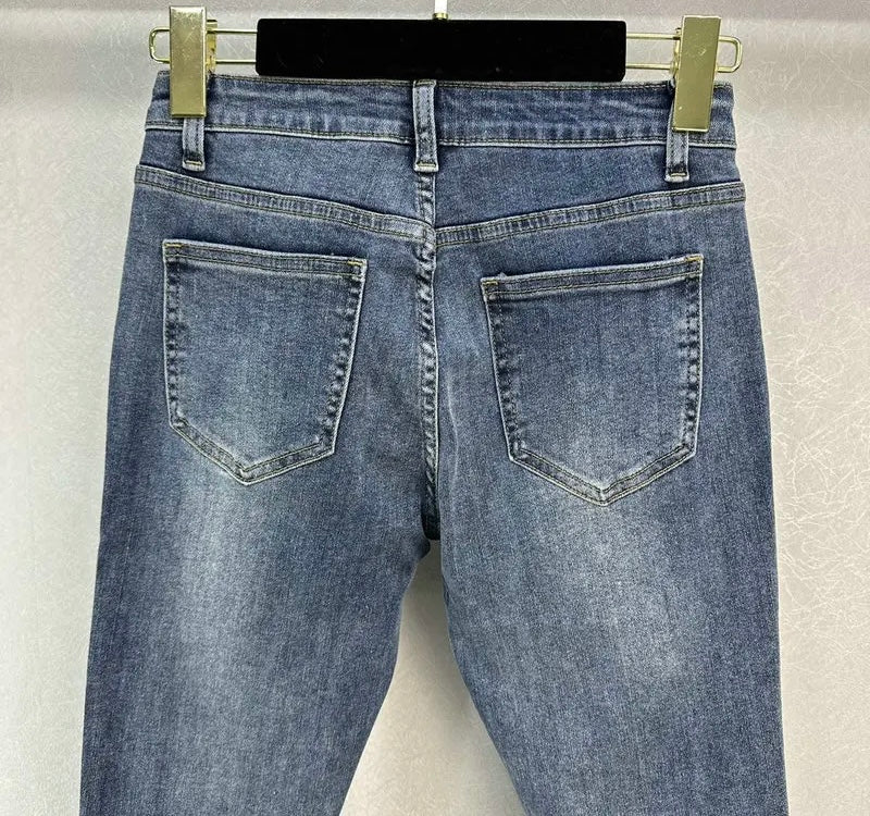 LOGO EMBROIDERED SLIM FIT DENIM JEANS
