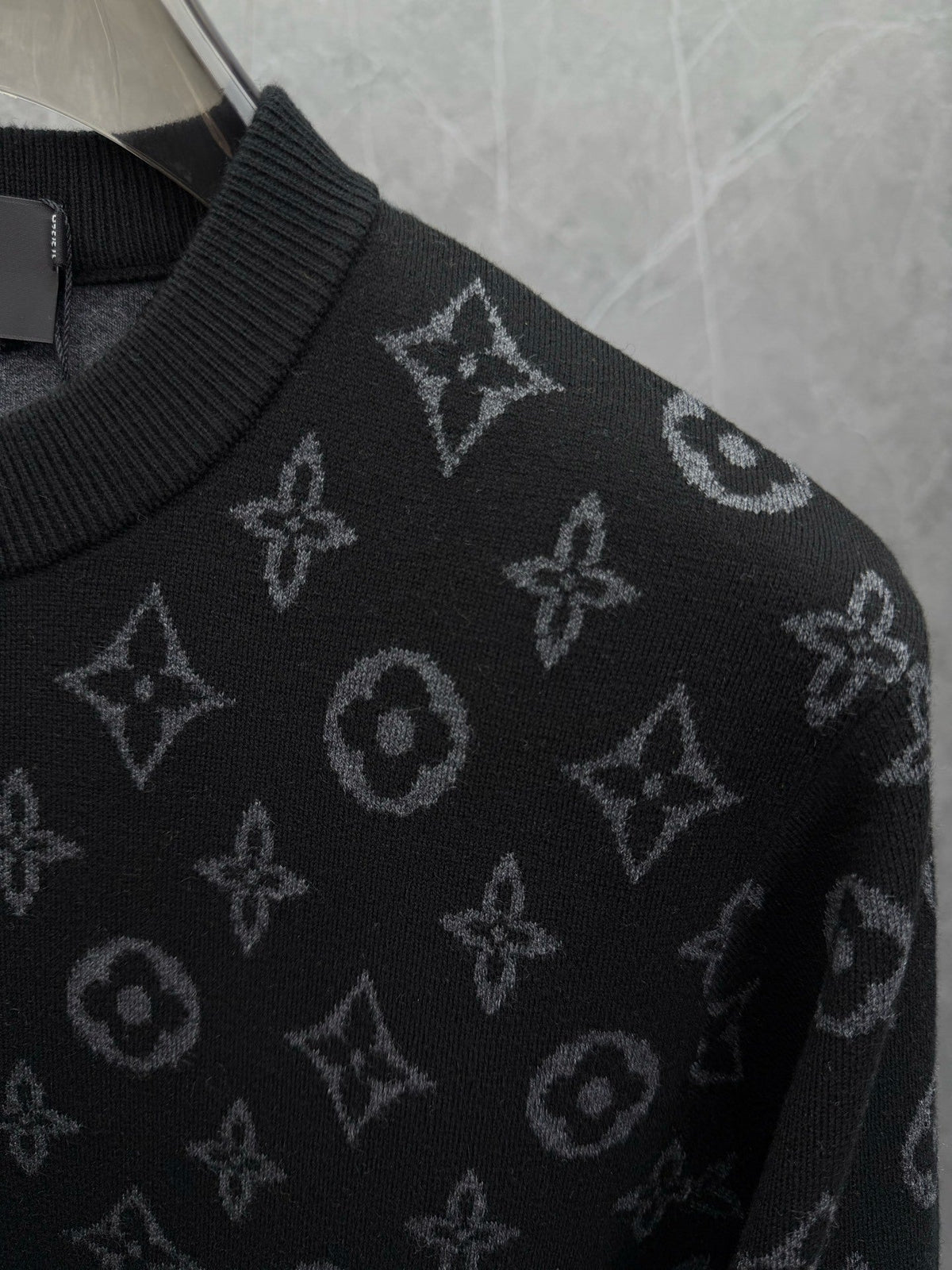 ALL-OVER MONOGRAM KNIT CREWNECK SWEATER