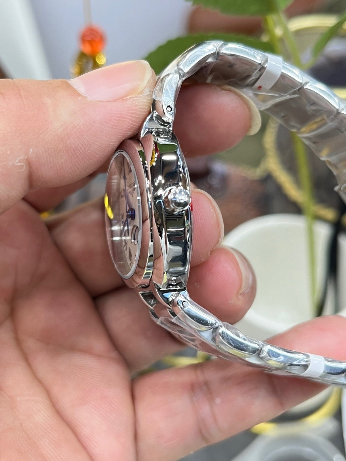 SILVER STAINLESS STEEL WATCH WITH MOONPHASE