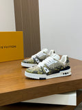 GREEN & BEIGE SNAKESKIN LOW-TOP SNEAKERS