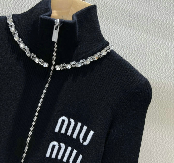 ZIP-UP KNIT TURTLENECK CARDIGAN
