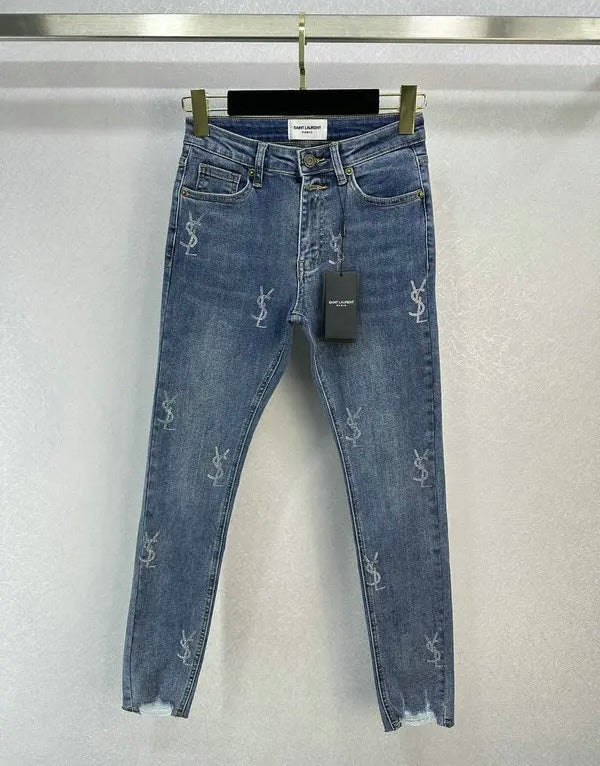 LOGO EMBROIDERED SLIM FIT DENIM JEANS