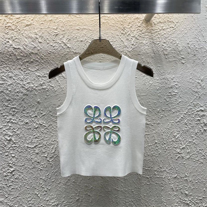 RAINBOW ANAGRAM EMBELLISHED KNIT TANK TOP