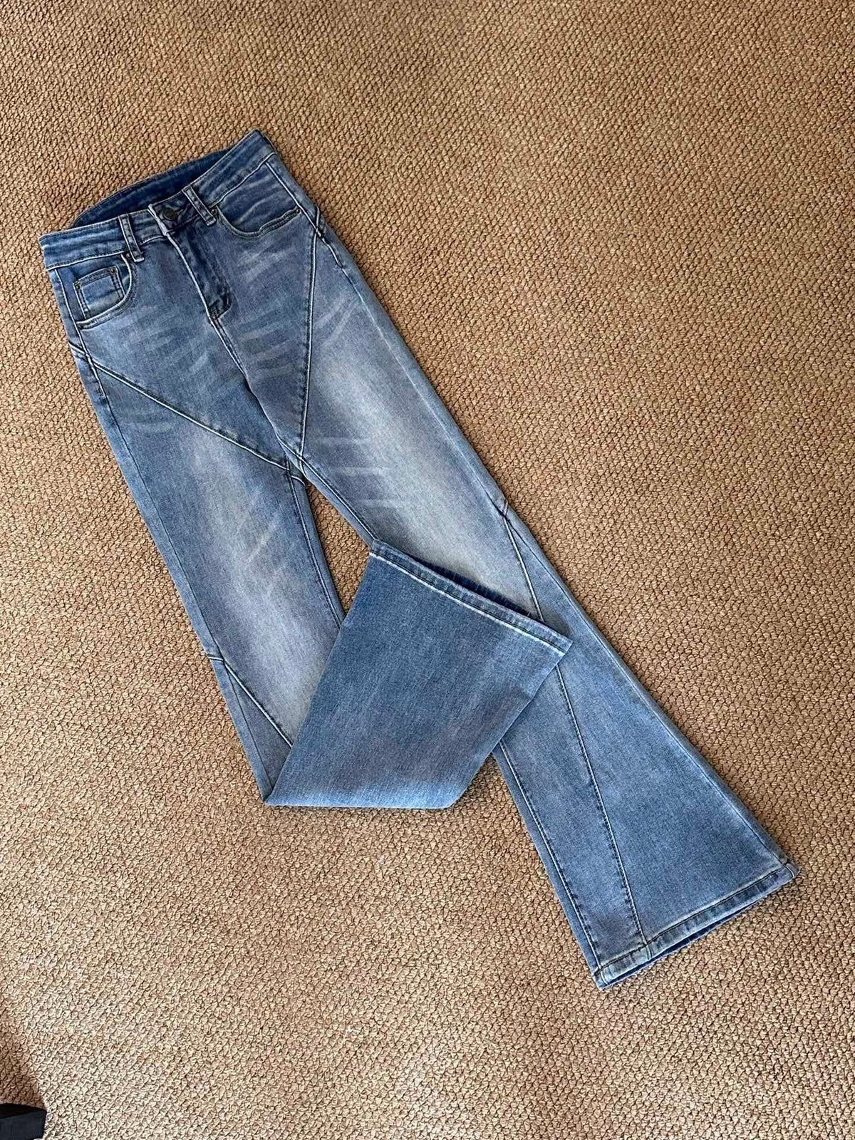 PANELLED FLARE DENIM JEANS
