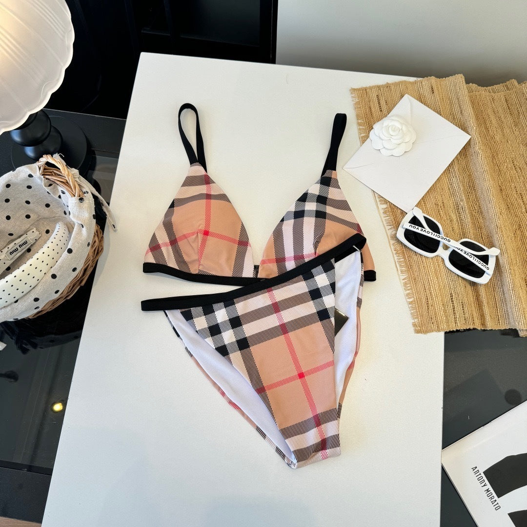 CLASSIC CHECK PRINT TRIANGLE BIKINI SET