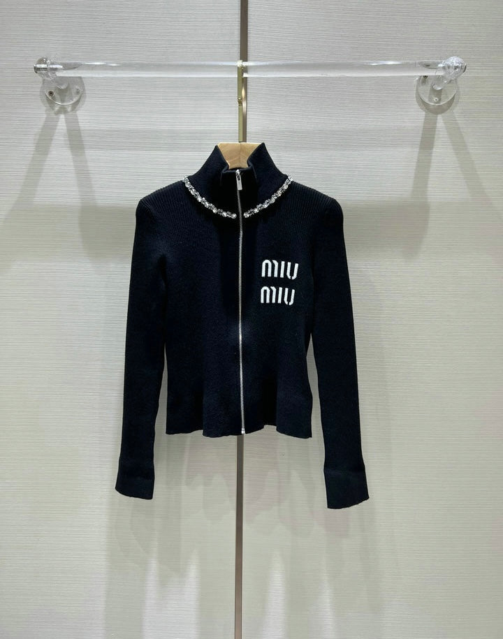 ZIP-UP KNIT TURTLENECK CARDIGAN