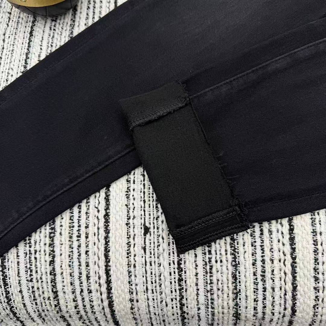 HIGH-WAIST BRAID DETAIL SKINNY JEANS – BLACK