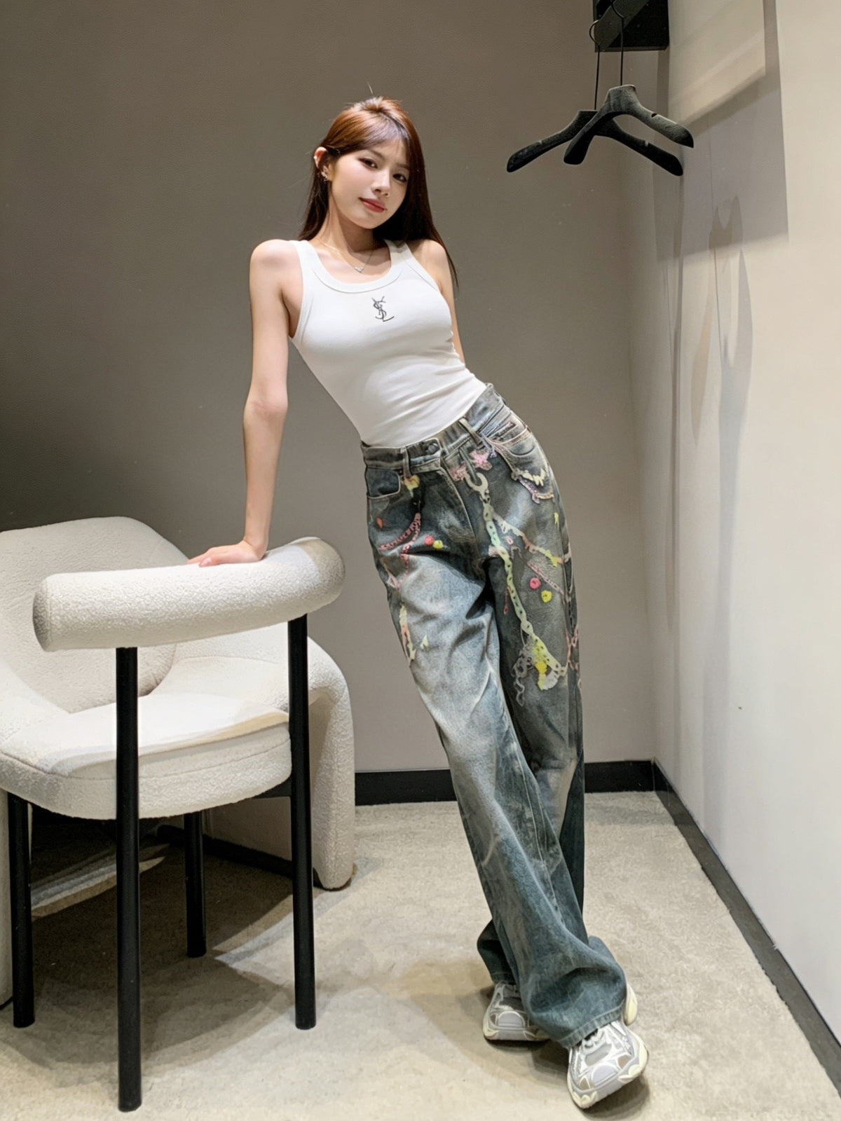 LOGO RIBBED SLEEVELESS TANK TOP