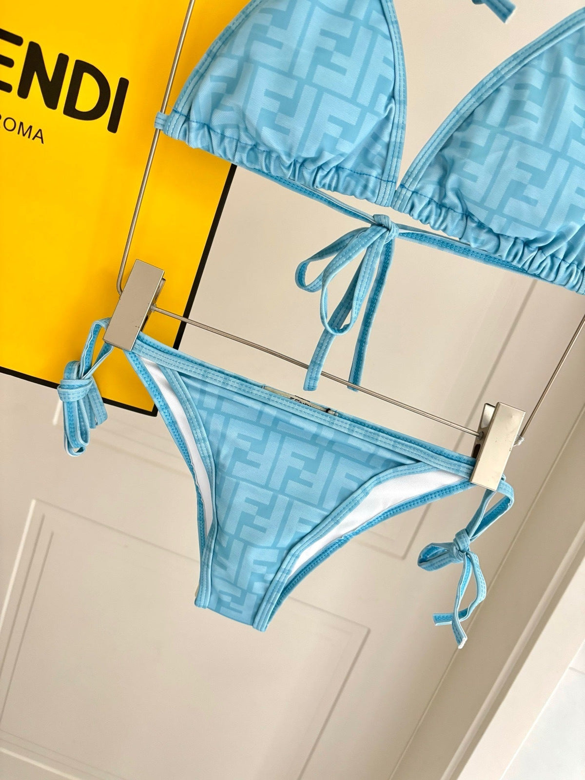 BLUE MONOGRAM STRING BIKINI SET
