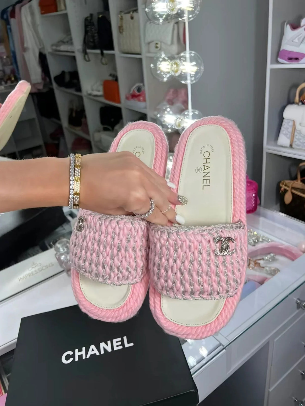 PINK BRAIDED SANDALS