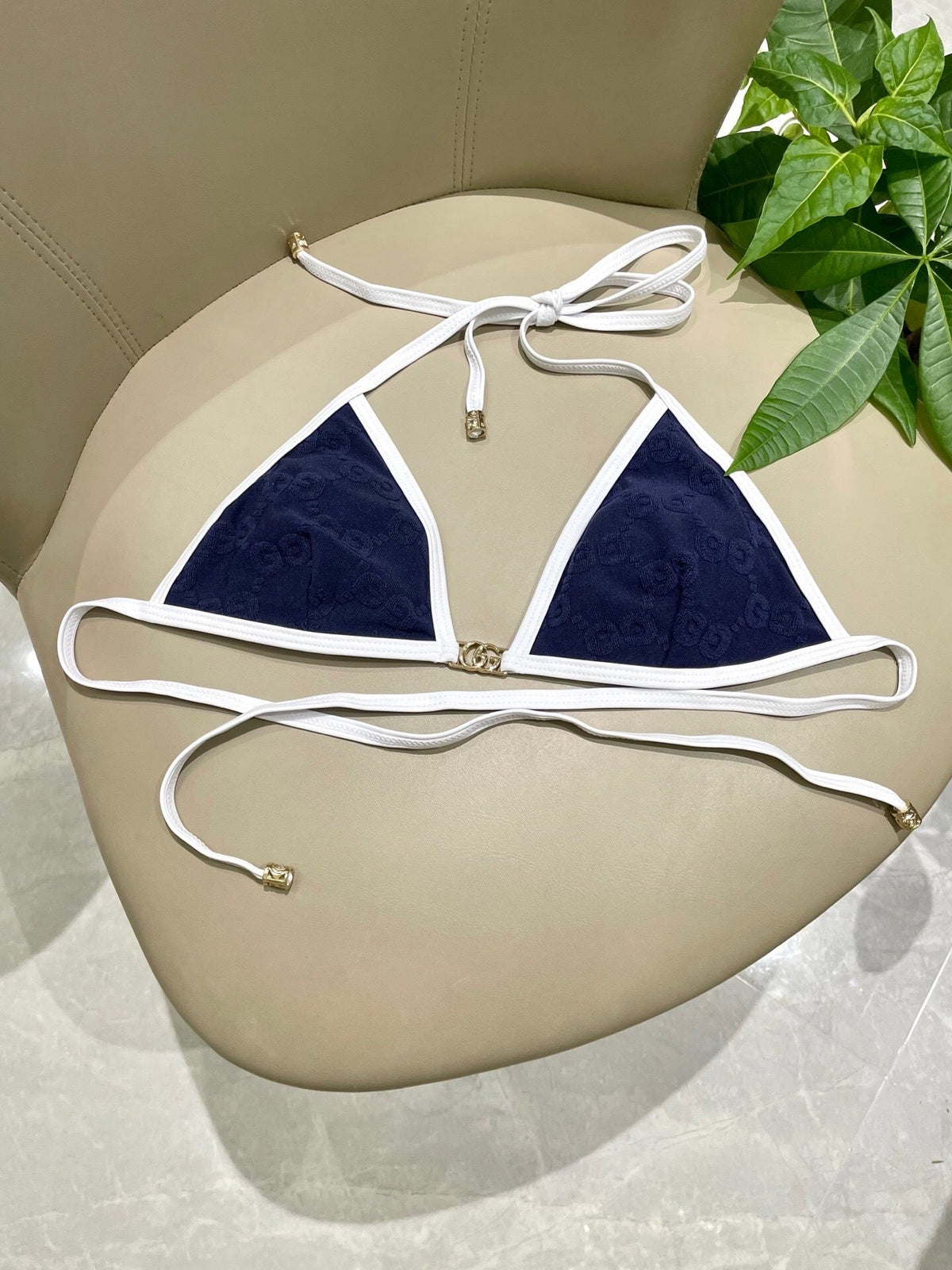 CONTRAST MONOGRAM TRIANGLE BIKINI SET