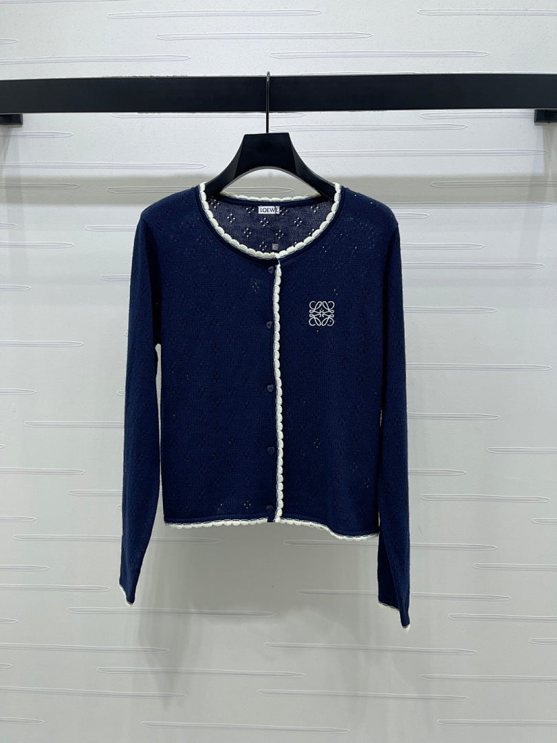 CONTRAST TRIM KNIT CARDIGAN