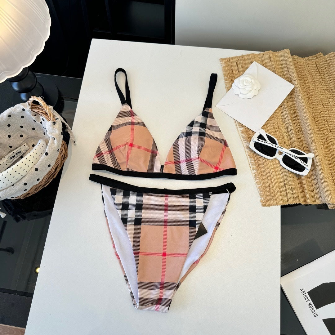 CLASSIC CHECK PRINT TRIANGLE BIKINI SET