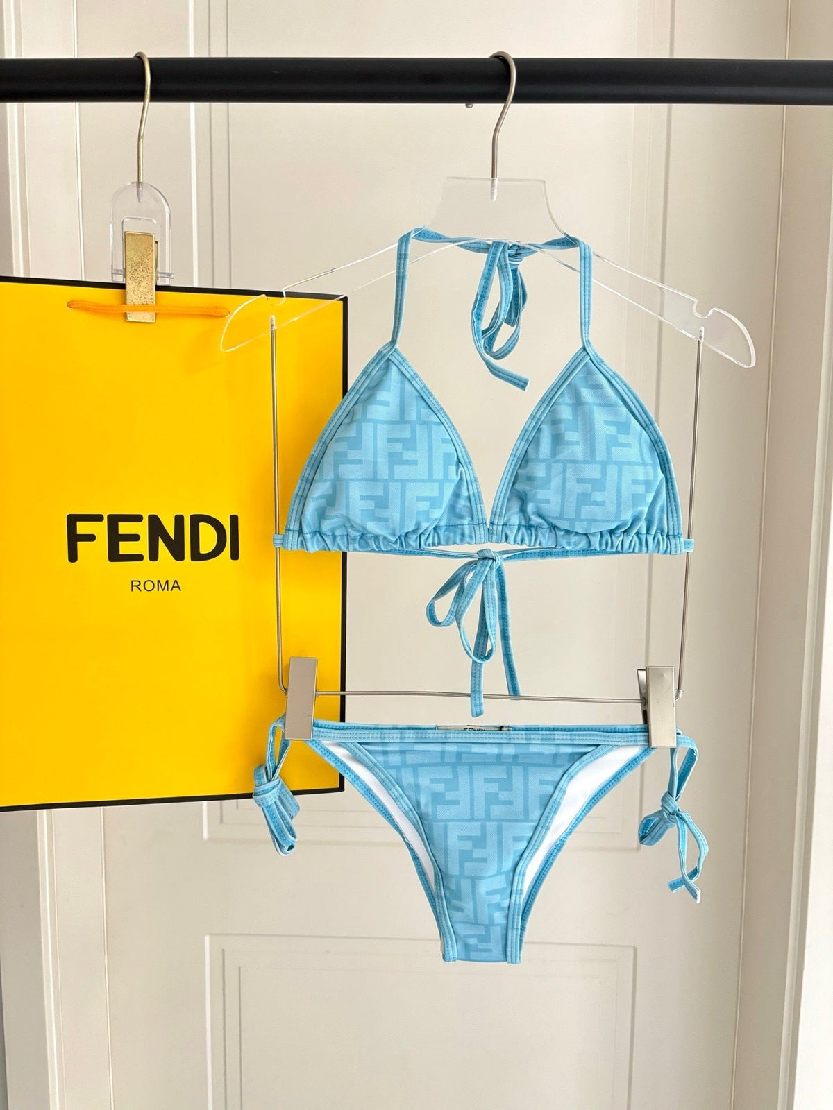 BLUE MONOGRAM STRING BIKINI SET