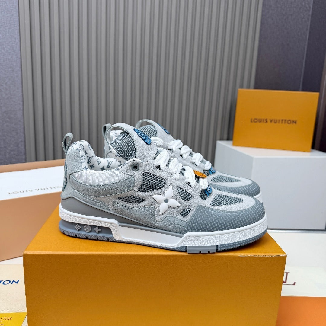 GREY MESH PLATFORM SNEAKERS WITH CONTRAST DETAILS