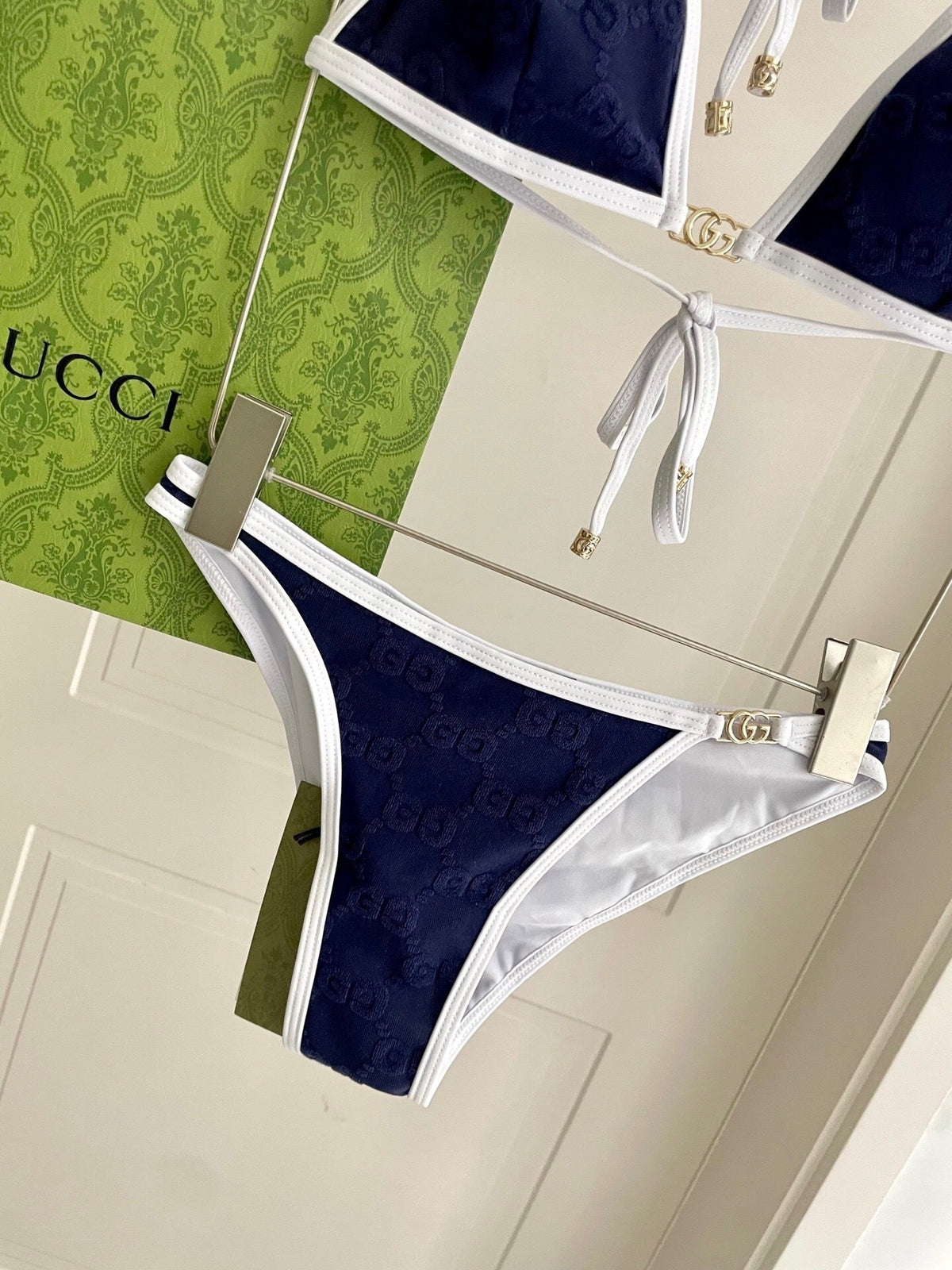 CONTRAST MONOGRAM TRIANGLE BIKINI SET