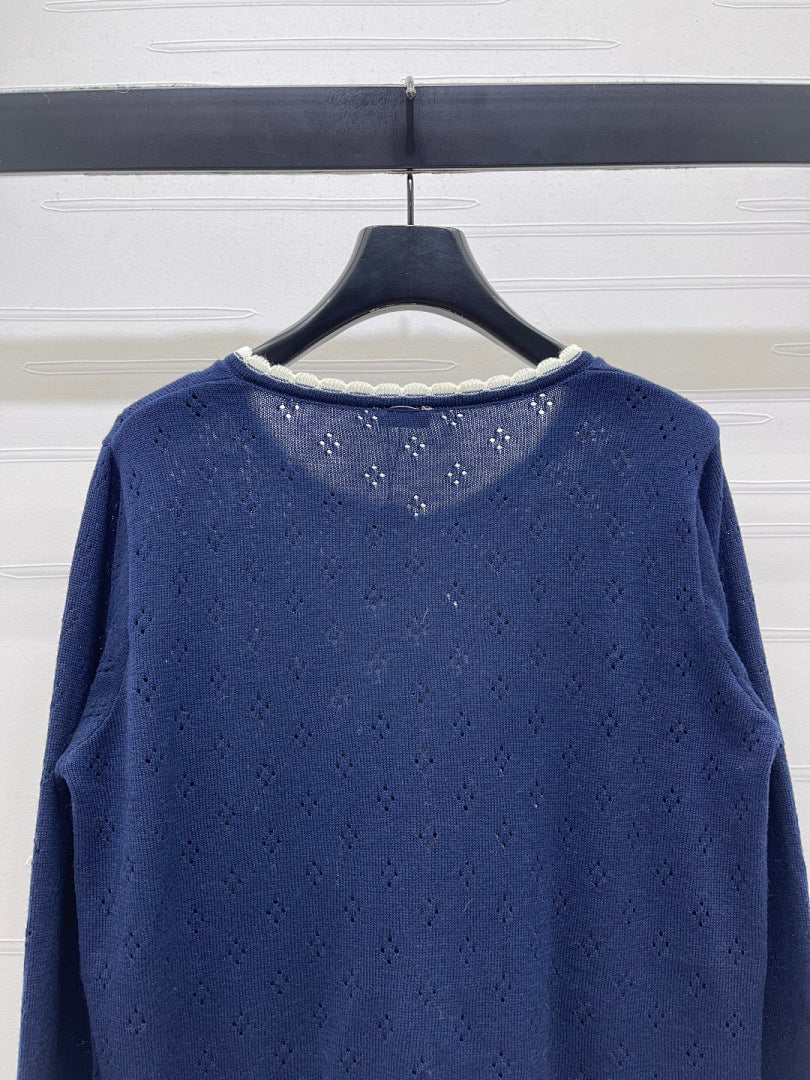 CONTRAST TRIM KNIT CARDIGAN