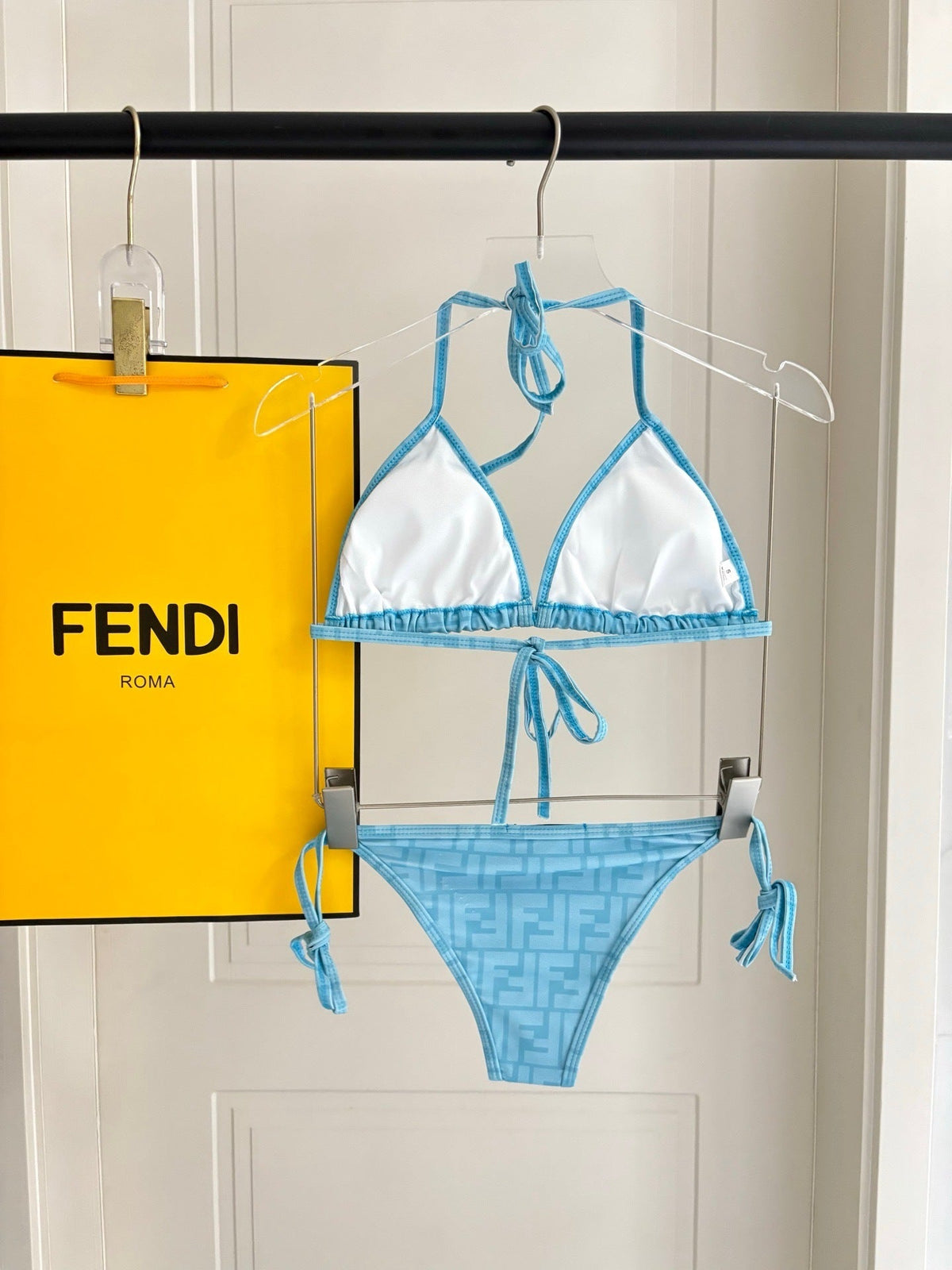 BLUE MONOGRAM STRING BIKINI SET