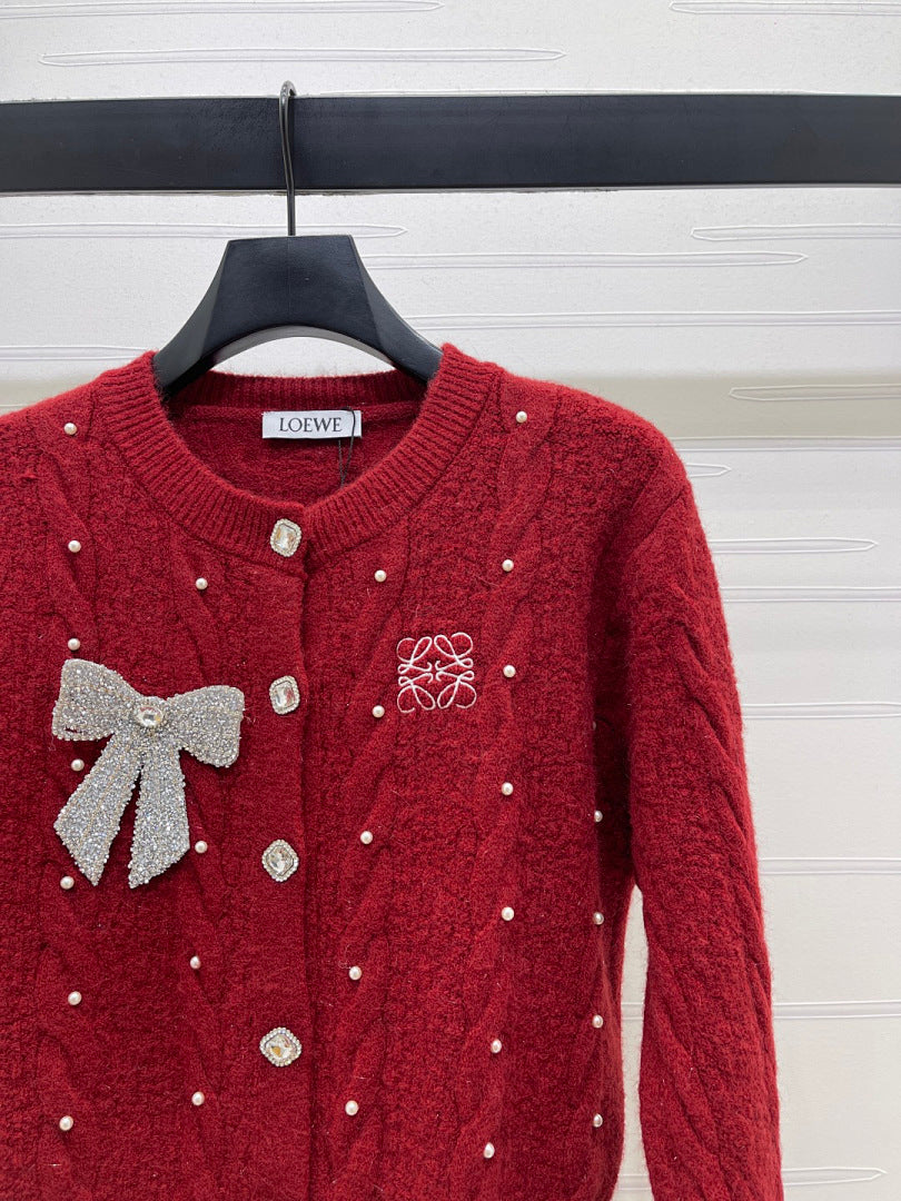 PEARL EMBELLISHED KNIT CARDIGAN