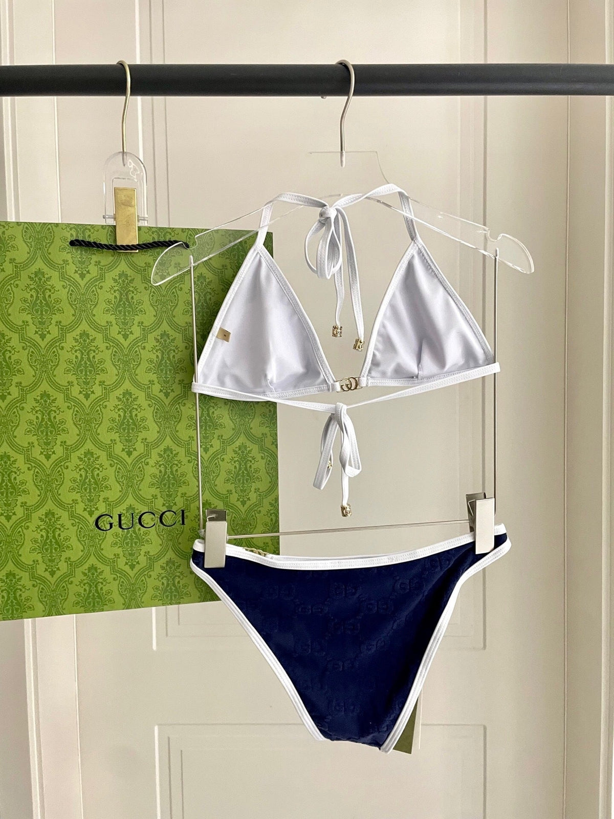 CONTRAST MONOGRAM TRIANGLE BIKINI SET