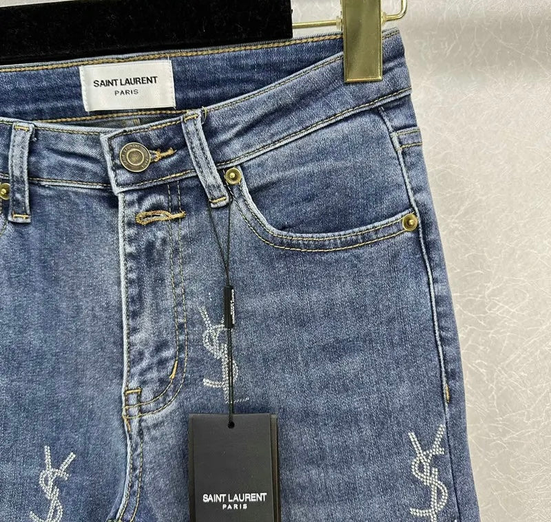 LOGO EMBROIDERED SLIM FIT DENIM JEANS
