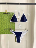 CONTRAST MONOGRAM TRIANGLE BIKINI SET