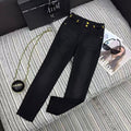 HIGH-WAIST BRAID DETAIL SKINNY JEANS – BLACK