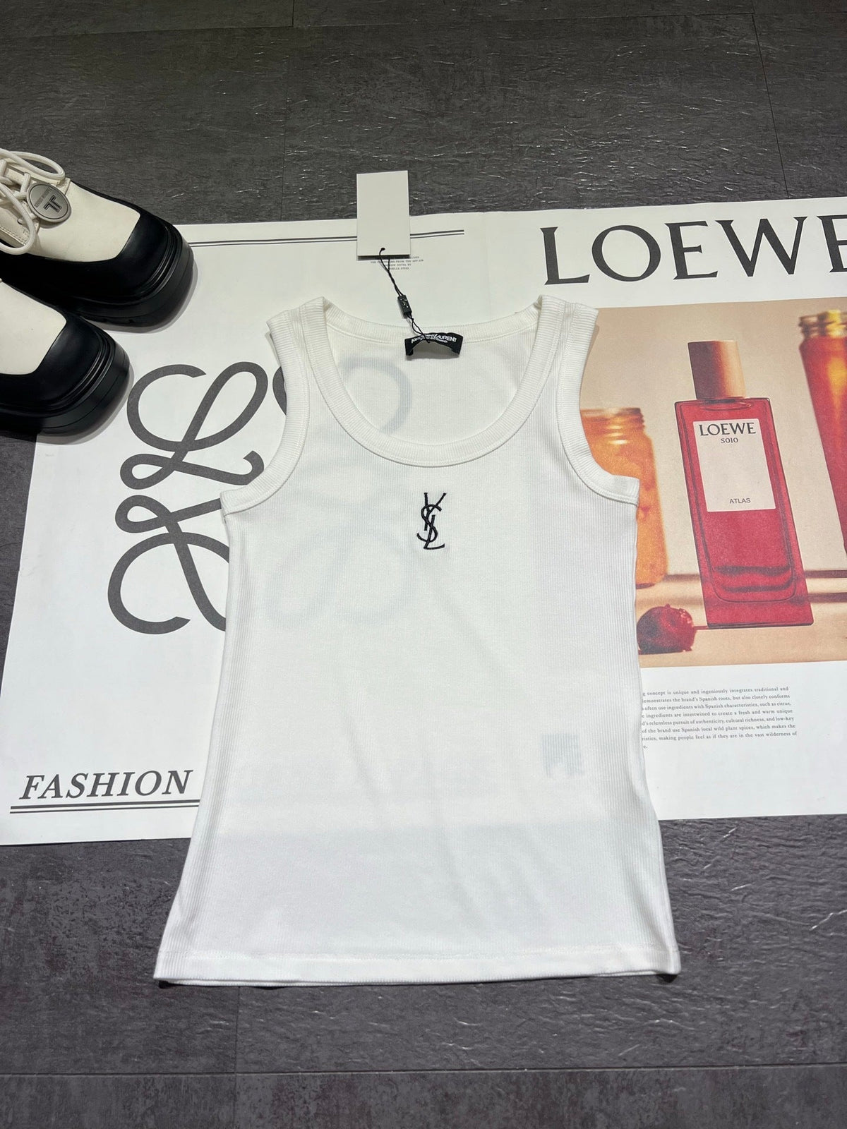 LOGO RIBBED SLEEVELESS TANK TOP
