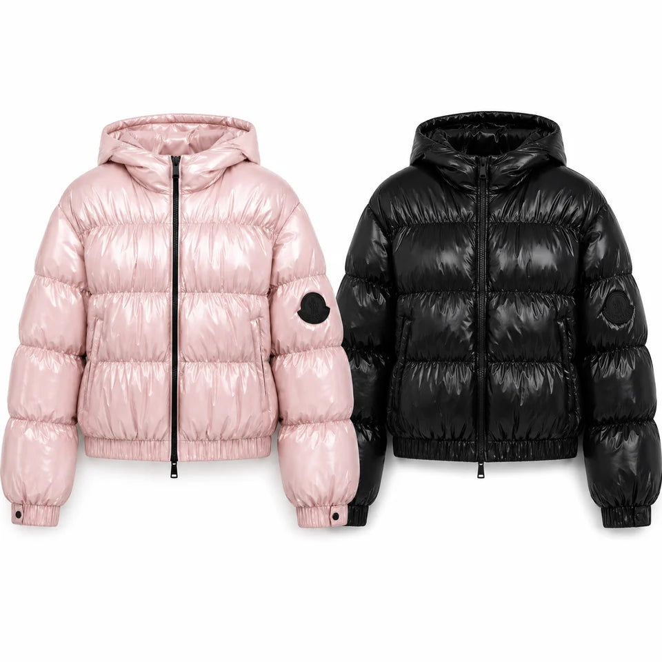 GLOSSY HOODED PUFFER