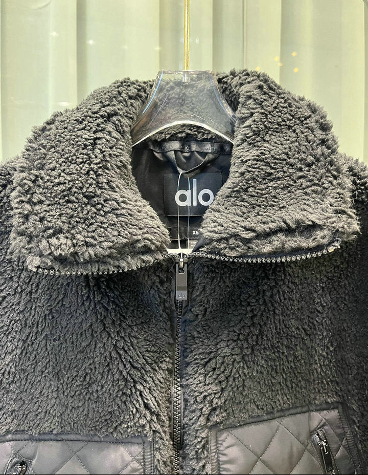 SHORT PLUSH JACKET WITH PADDED PANELS