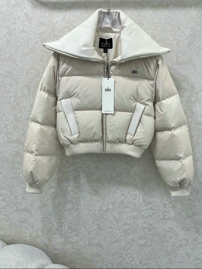 CROPPED PUFFER JACKET WITH HIGH COLLAR
