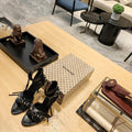 BLACK BUCKLE STRAP HIGH HEEL SANDALS