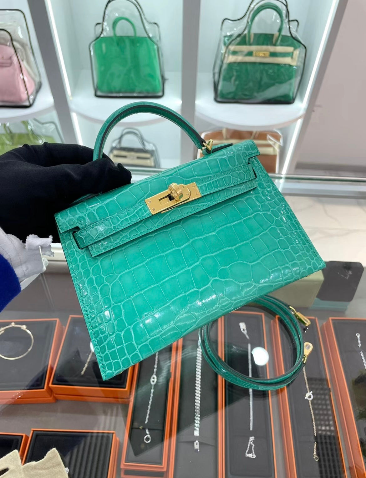 EMERALD CROCODILE BAG