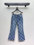 MONOGRAM PRINT FLARED DENIM JEANS