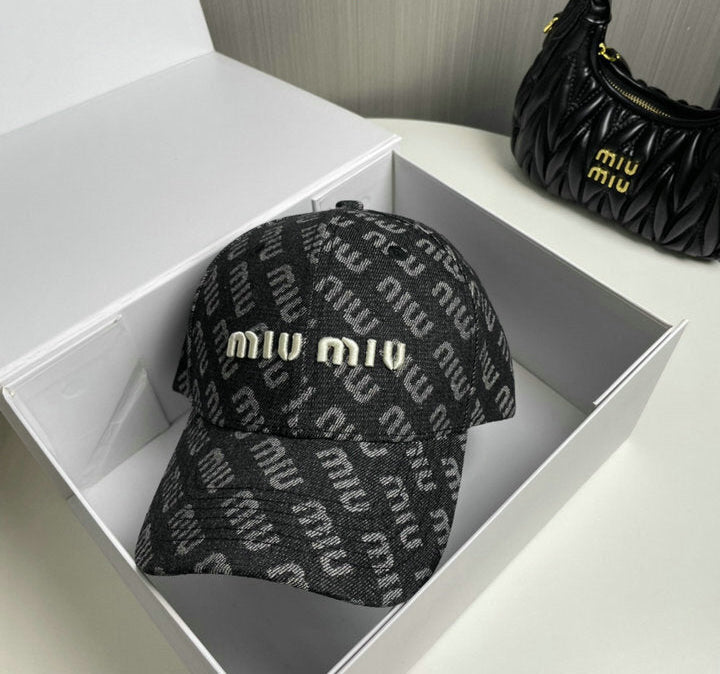 BLACK MONOGRAM BASEBALL CAP WITH EMBROIDERED LOGO