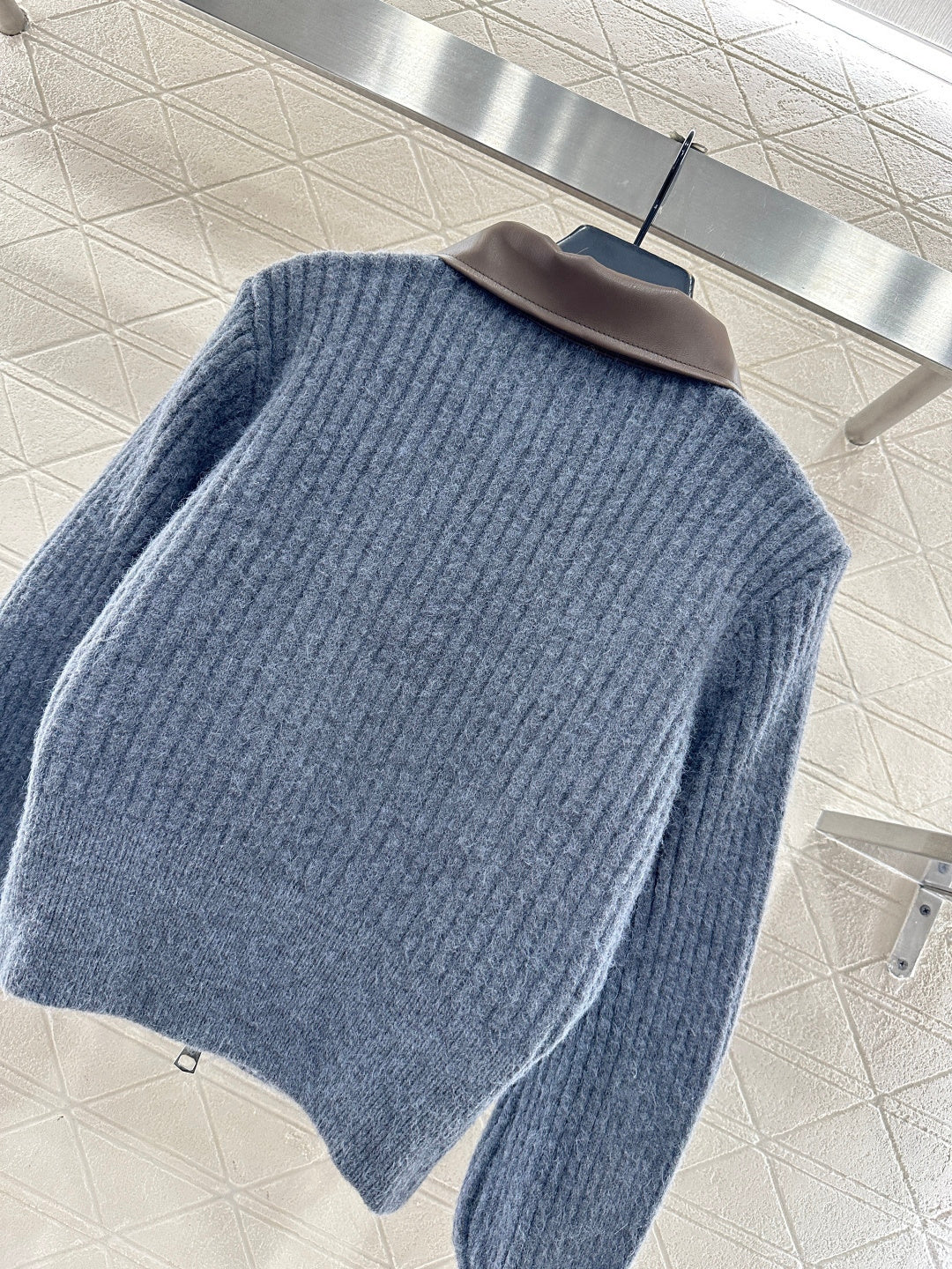 ZIP-UP RIBBED KNIT SWEATER