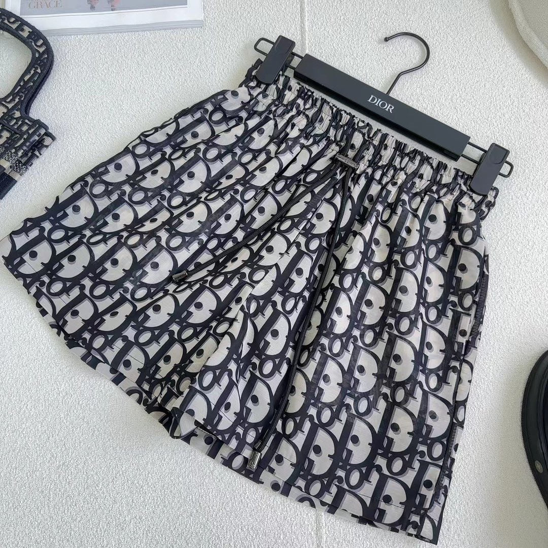 MONOGRAM PRINT FLOWY MINI SKIRT