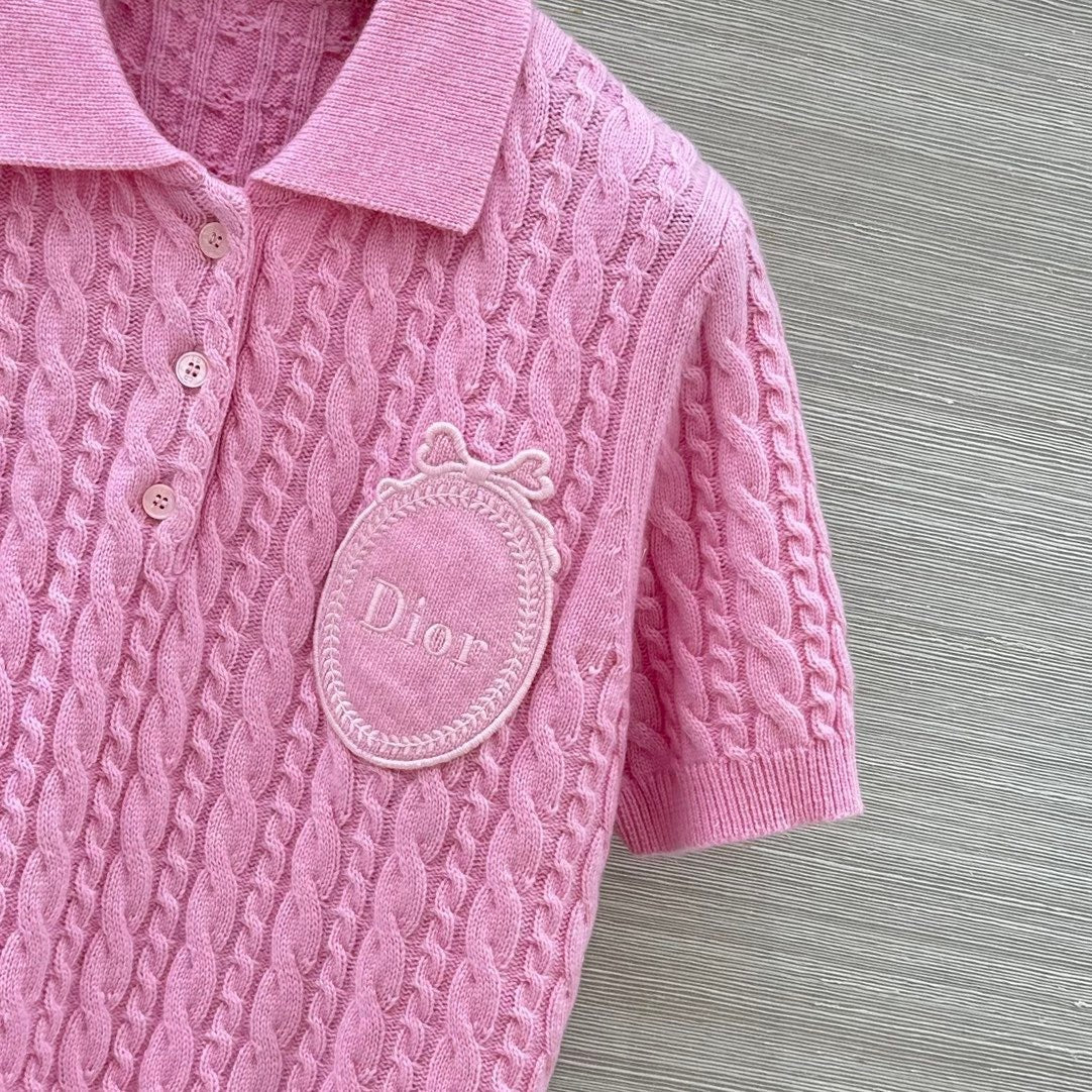 CABLE KNIT SHORT SLEEVE POLO