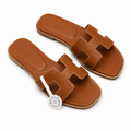 H-CUT LEATHER SLIDES