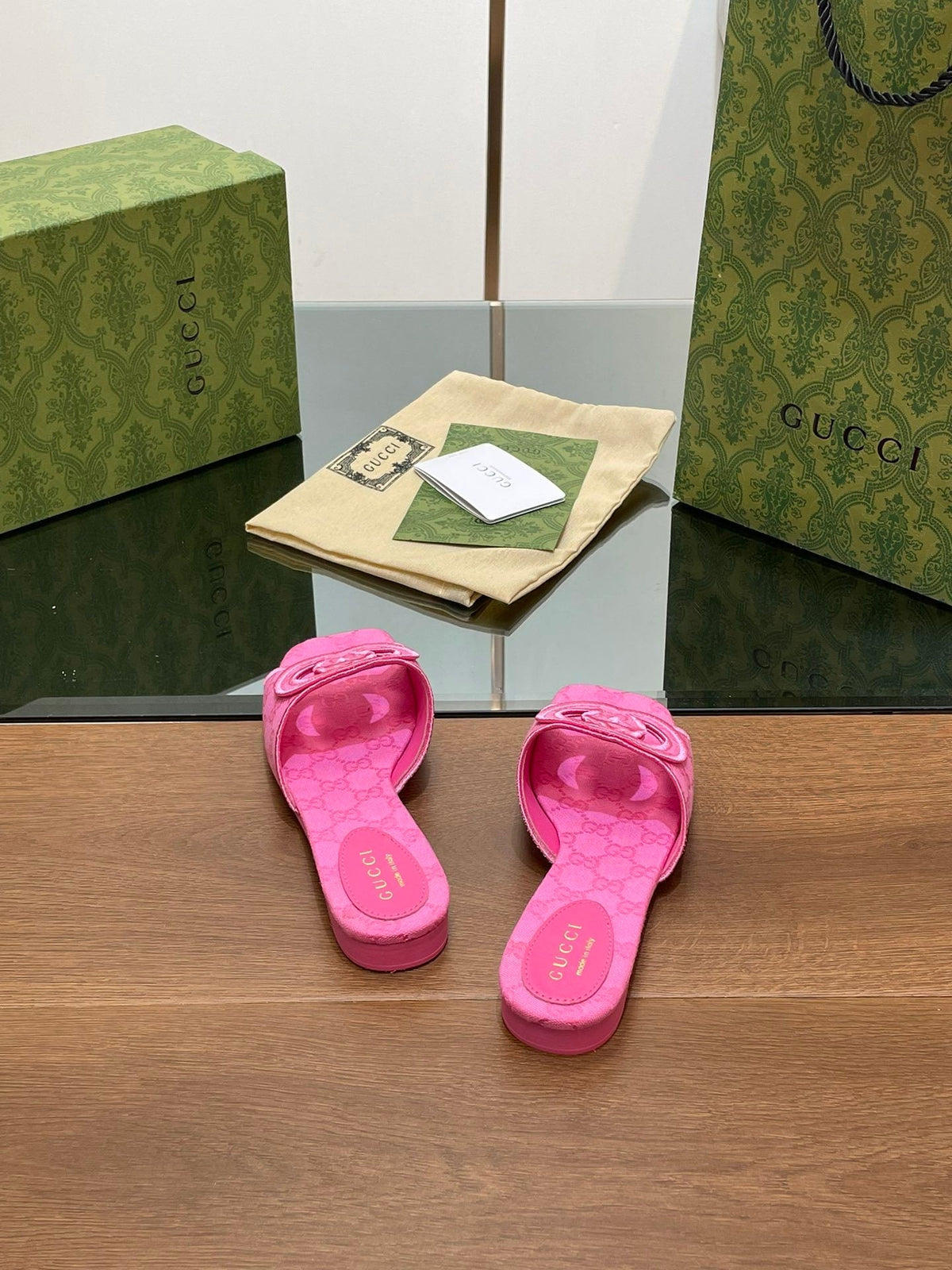 PINK EMBOSSED LOGO SLIDES