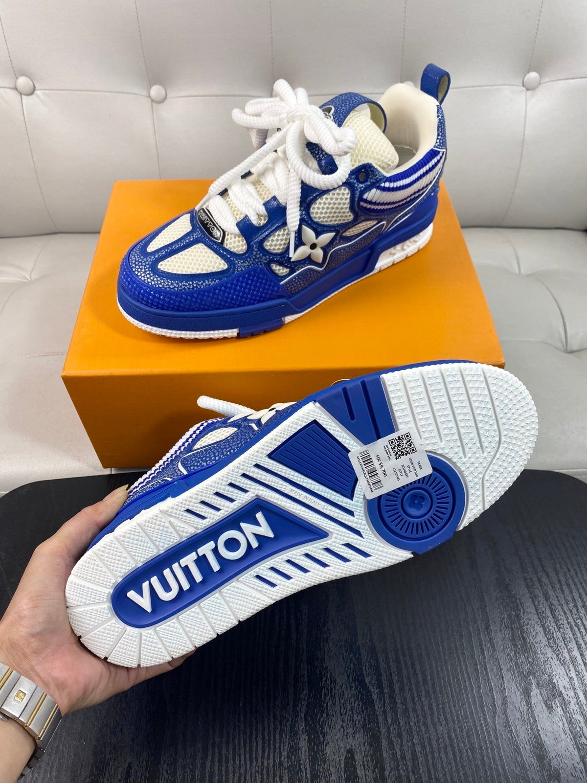 BLUE & CREAM CHUNKY SNEAKERS