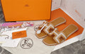 TAN CONTRAST STITCH H-CUT SLIDE SANDALS