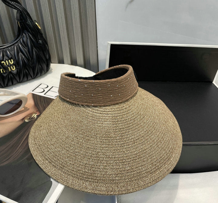RAFFIA STYLE SUN VISOR WITH FRONT DETAIL