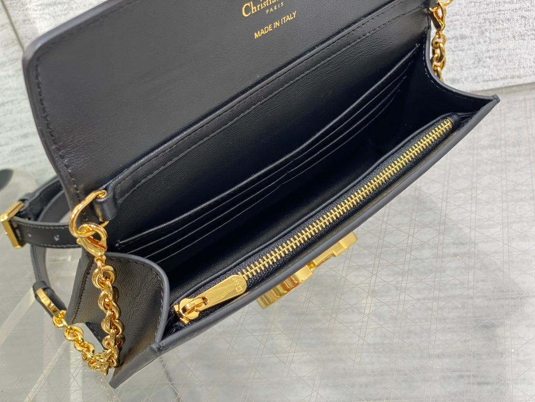 BLACK LEATHER MINI TOP-HANDLE BELT BAG