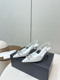 WHITE LACE CRYSTAL SLINGBACK HEELS